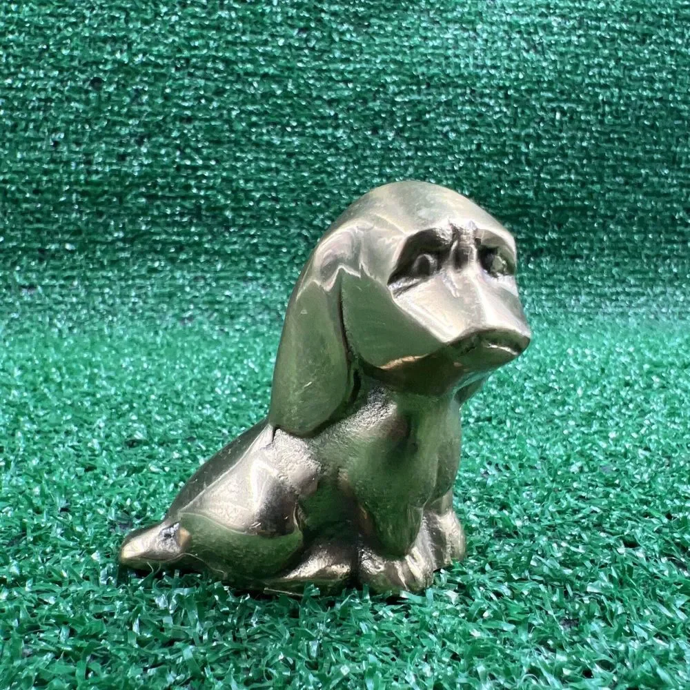 Vintage Brass Sitting Dog Figure Brass Statue Paperweight Or‎ Home/Office Decor